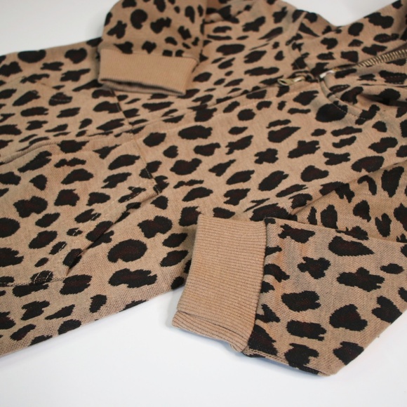 Leopard Print Hoodie Style Zip Up Romper - Picture 7 of 8